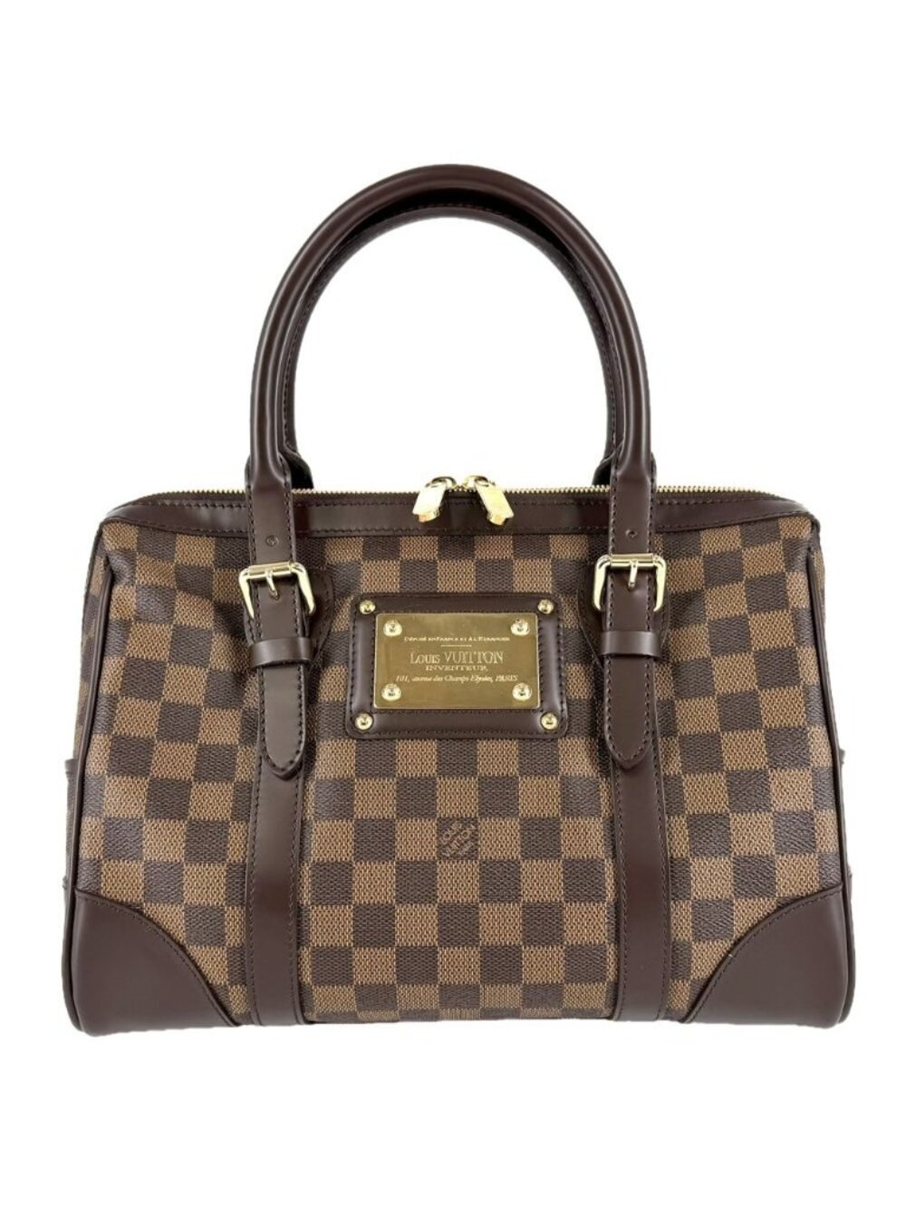 Louis Vuitton Damier Berkeley Boston Bag Brown Gold